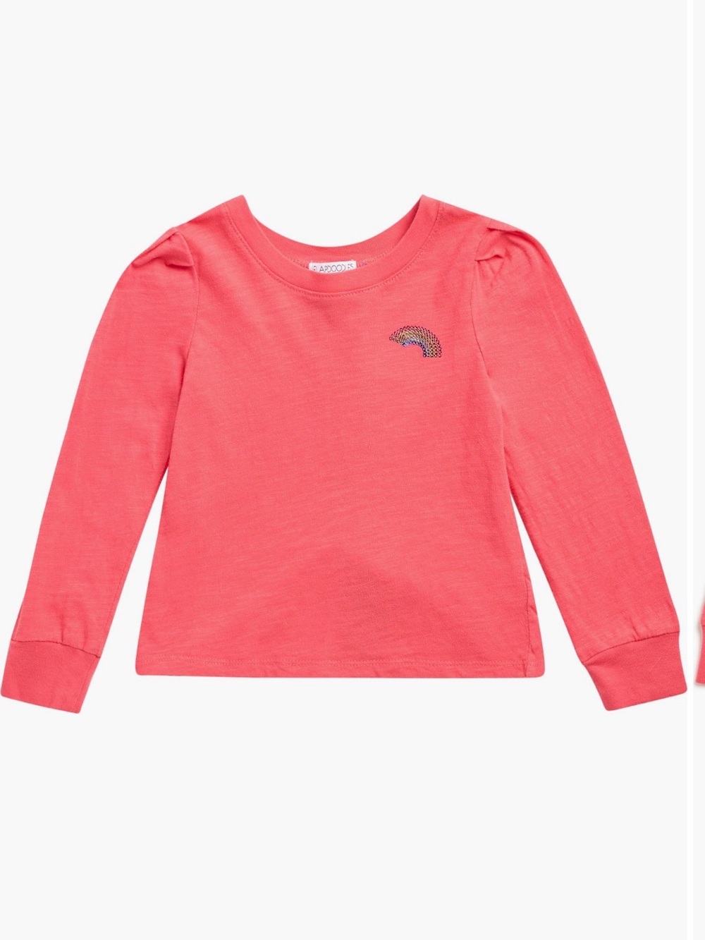 Flapdoodles Bright Pink Long-Sleeve Tee with Rainbow Patch